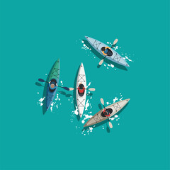 Kayaking Adventure with Friends on Calm Blue Water From Above