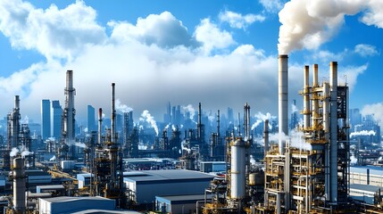 Fototapeta premium Industrial Refinery Plant Cityscape - Industrial Landscapes: The ph.