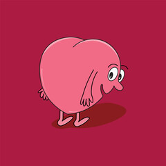 Cute heart walking looking back