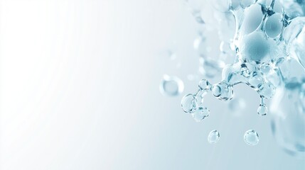 Abstract frozen ice bubbles in soft blue hue with minimalist background