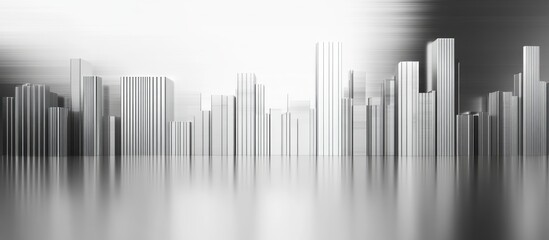 Obraz premium Modern silver skyscrapers with reflective glass in a minimalist cityscape featuring ample space for text and branding.