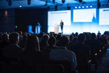 Professional Business Conference – Audience Listening to Keynote Speaker