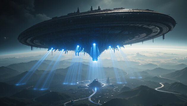 First Contact? A Gigantic Biomechanical UFO Arrives with Mysterious Energy Beams
