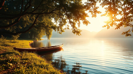 Serene Kayak Journey Towards a Majestic Lakeside Castle