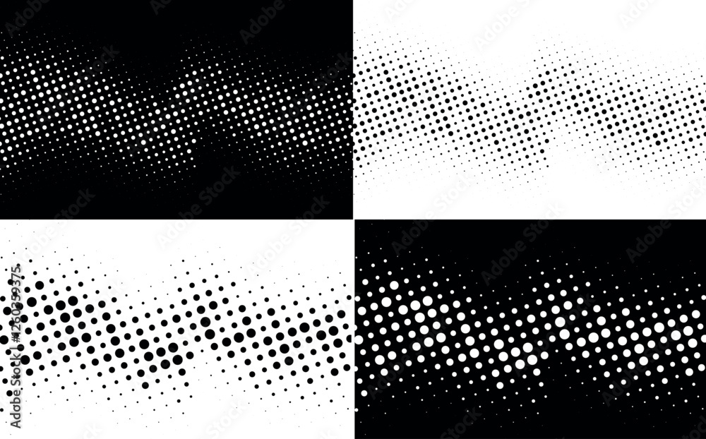 Wall mural halftone waves set. vector illustration. halftone circle dots pattern collection.