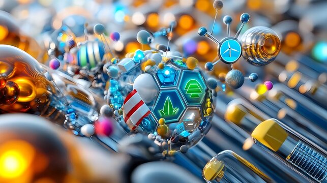 Abstract Tech Sphere: Green Energy & Innovation - Abstract/Surreal