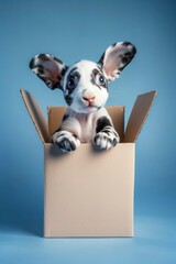 Adorable Dalmatian Puppy in Cardboard Box
