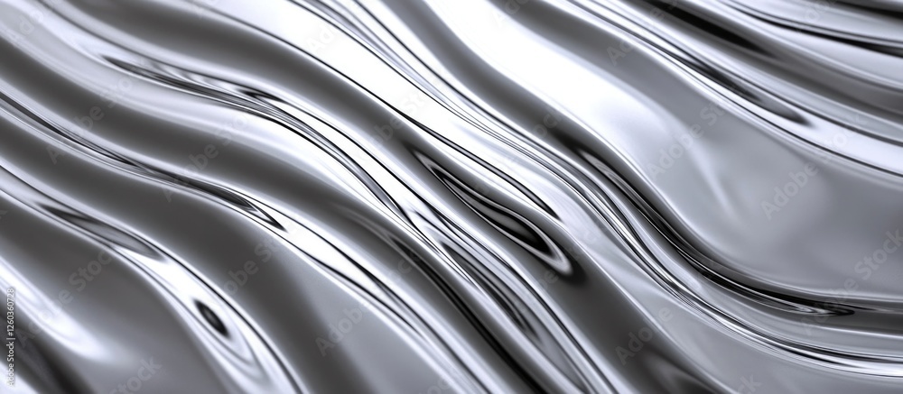 Aufkleber shiny silver striped texture with flowing waves creating a reflective metallic surface for backgroun
