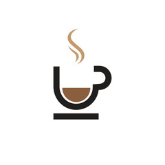 Coffee Tea cup logo vector design template. Cafe emblem icon