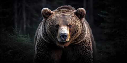 Fototapeta premium Wild brown bear close-up in natural forest environment captivating wildlife photography stunning nature shot