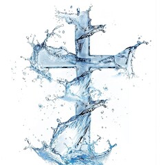 Water Cross Symbol Spiritual Purity Design Abstract Blue Liquid Cross Christian Faith Religion Holy Water Baptism Divine Grace Spiritual Background   