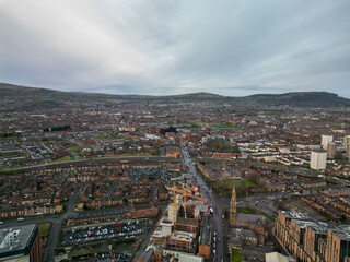 Belfast City Aerial view drone shot UK