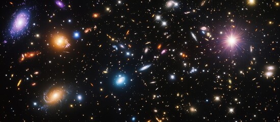 Obraz premium Vast Cosmic Background Filled with Vibrant Stars and Galaxies in Deep Space Highlighting the Beauty of the Universe