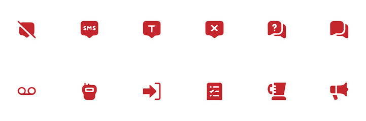 Set of Red Communication Icons for Digital Interface