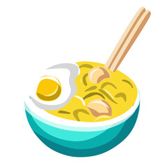 vector illustration of noodle. bakmi dan bakso. Indonesian food culinary