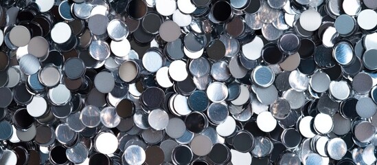 Shimmering Silver Sequin Background Texture with Reflective Circular Patterns for Stylish Design Projects