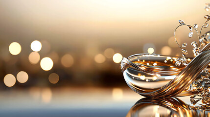 Obraz premium A gold and silver ring is placed on a table with a blurry background. generated using AI