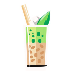 vector illustration of iced dawet drink. Es dawet kelapa dan gula merah. Es cendol asia