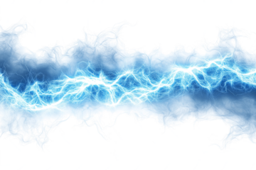 plasma smoke in electric blue isolated on transparent white background
