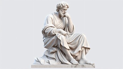 Philosopher marble statue on transparent background