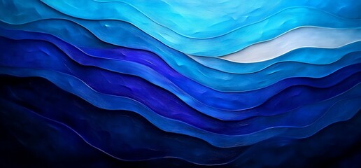 Obraz premium Harmonic blues, Abstract waves evoking depth and calming sensation