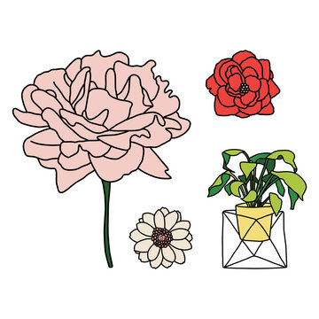 Flowers and plants icon set
