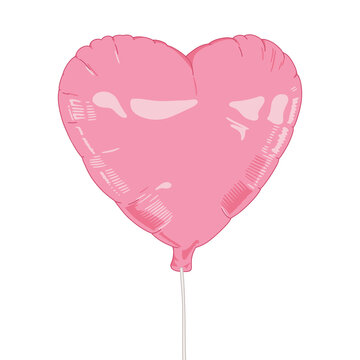 Pink Heart Balloon Isolated on a Soft Background. Vector Illustration for Valentine's Day, Love Sticker Concept