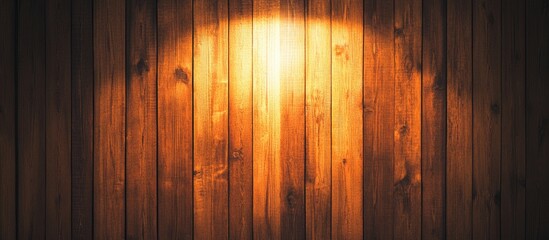 Obraz premium Warm spotlight illuminating a textured wooden wall creating a natural and inviting atmosphere for presentations or artistic displays