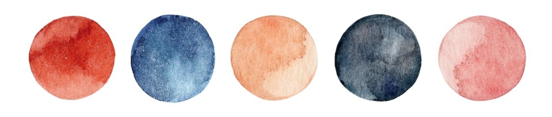 Abstract watercolor circles in vibrant hues create a visually pleasing arrangement on a simple background