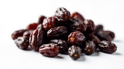 Obraz premium A Close-Up View of a Pile of Dark Brown, Sweet, Dried Fruits Featuring Their Rich Color and Texture, Ideal for Culinary and Health-Conscious Applications