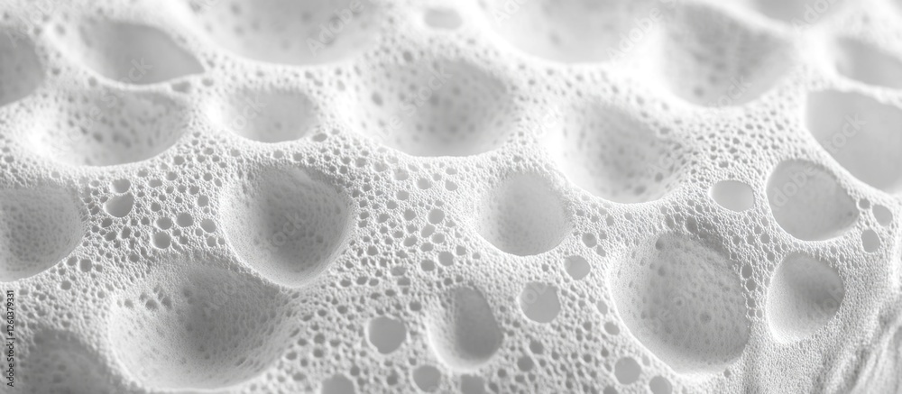 Aufkleber close-up of white styrofoam texture with bubble pattern and subtle vignette effect for artistic and 