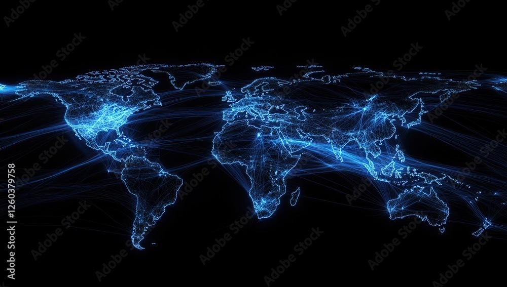 Poster global network: illuminating connections, visualizing worldwide interconnectivity, dynamically showc