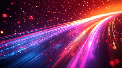 Naklejka premium Abstract light streaks in motion. Set against a dark gradient background. Emphasizing speed and energy. Ideal for tech and sci-fi themes.