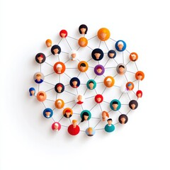 A colorful network of interconnected faces, representing social connections and relationships in a visually engaging manner.