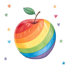 Rainbow Apple in isolate white background