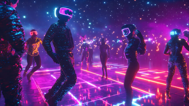 street party where buildings morph and reshape with the rhythm of the music 