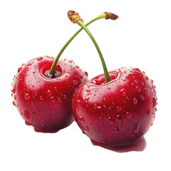 two cherries isolated on transparent background