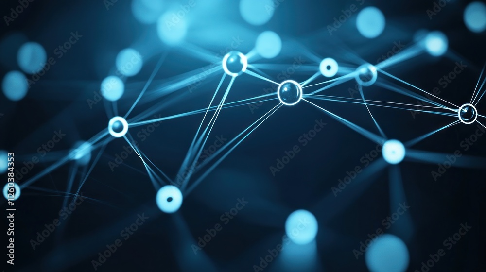 Poster abstract network connection with glowing nodes and interconnected lines