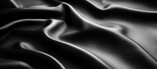 Fototapeta premium Black leather texture with intricate details showcasing softness and depth, perfect for backgrounds and design projects.