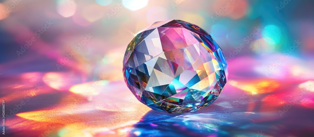Wall mural colorful prism crystal ball reflecting light creating a vibrant and textured bokeh background with a