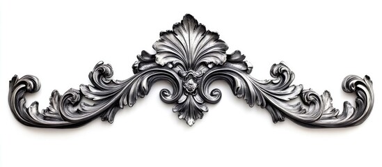 Antique decorative gray picture frame with intricate detailing isolated on a clean white background