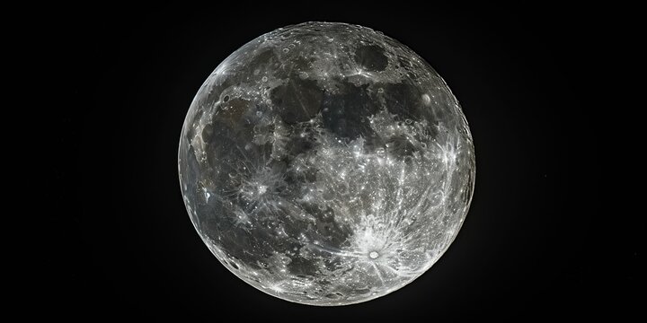 A large, round, dark moon in the sky