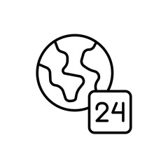 World time zone outline icons, minimalist vector illustration ,simple transparent graphic element .Isolated on white background