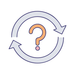 circular arrow with question mark revisit question icon, circular arrow with question mark revisit question vector, 