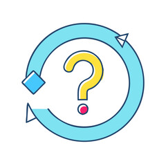 circular arrow with question mark revisit question icon, circular arrow with question mark revisit question vector, 