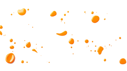 Abstract Orange Droplets on Transparent Background