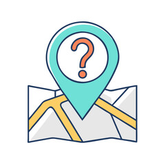 question mark in a map pin location inquiry icon, question mark in a map pin location inquiry vector,