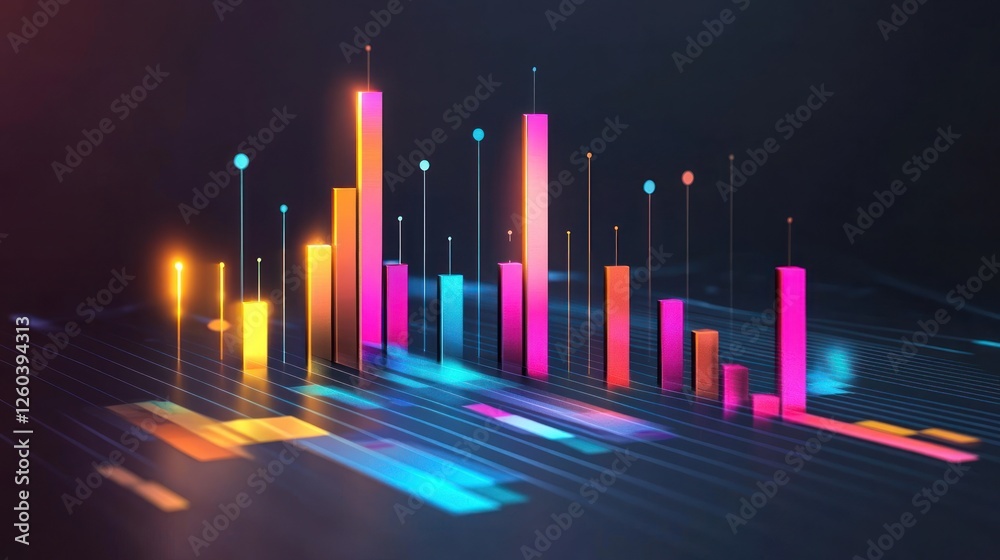 Poster vibrant bar graph displaying data analysis and statistical information