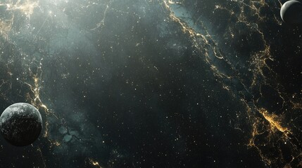 Fototapeta premium Majestic depiction of celestial bodies in the solar system with dark space background and ample copyspace for text integration