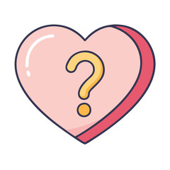 question mark in heart emotional query icon, question mark in heart emotional query vector,